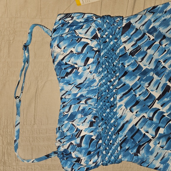Blue Patterned Women's Tankini Top - Picture 2 of 4